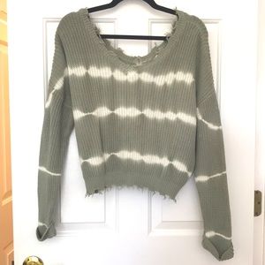 Cropped Distressed Frayed Sweater - Jessica Simpson